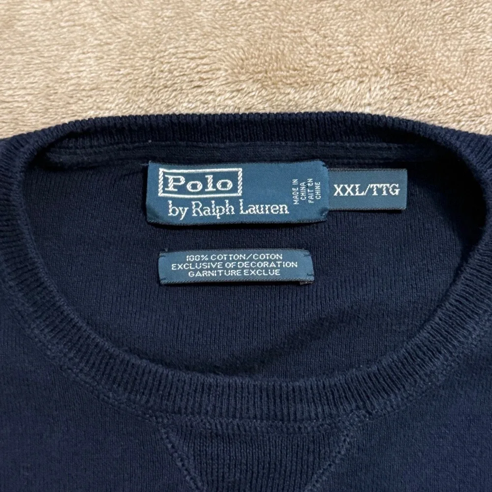 Polo Ralph Lauren Mens XXL Navy Blue Cotton Crewneck Sweater